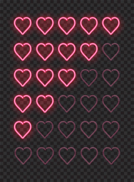 istock Website pink hearts rating vector isolated neon icons 1132410981