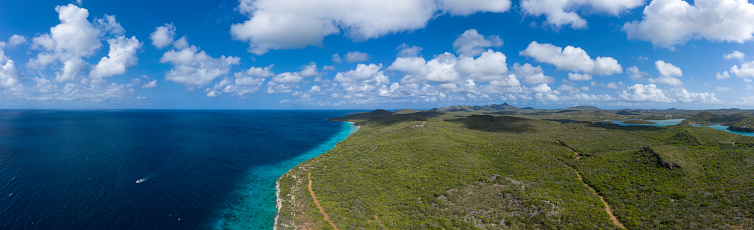 Aerial Panoramic View of Caribbean Sea in Curacao