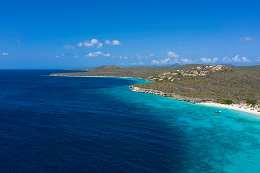Aerial View of Cas Abao Beach and Coastal Feature in Curacao
