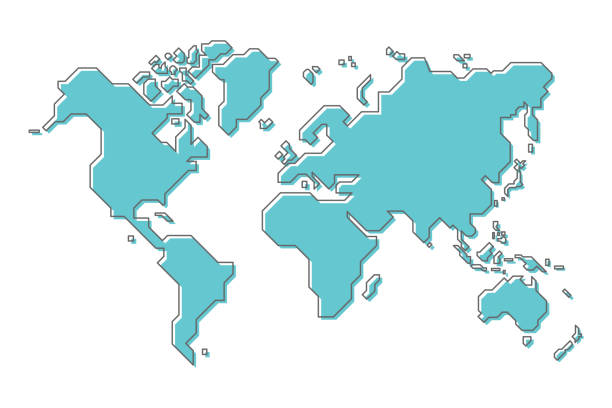 illustrations, cliparts, dessins animés et icônes de carte du monde avec simple dessin animé moderne ligne art design - world map