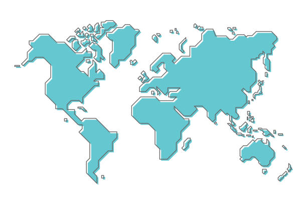 World map with simple modern cartoon line art design World map with simple modern cartoon line art design . cartoon world map stock illustrations