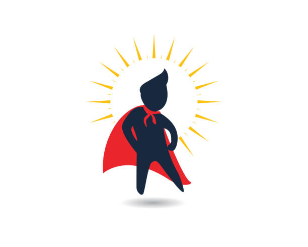 dzieci super wektor ilustracja - fun red men cape stock illustrations