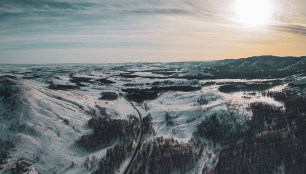istock Aerial view; drone flight over the Ural mountains 1132416886