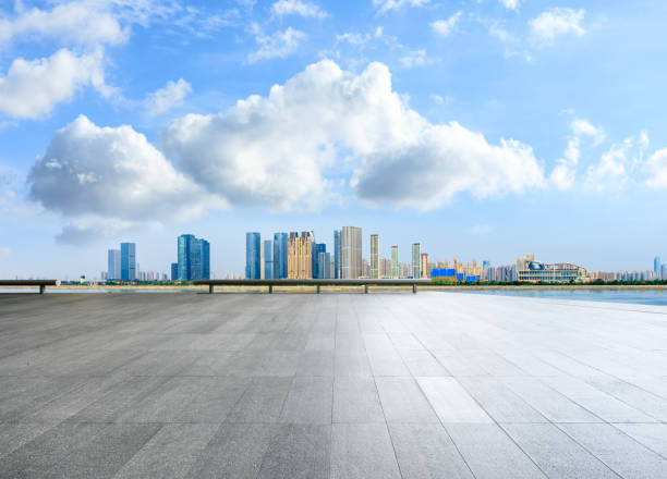istock Hangzhou city skyline panoramic and empty square floor 1132417267
