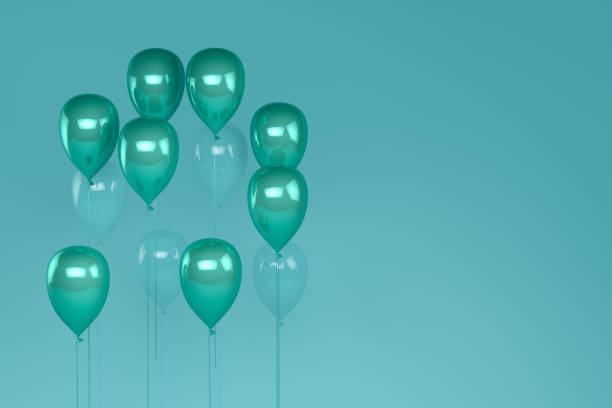 istock Balloons on pastel green, turquoise color background. 1132417337