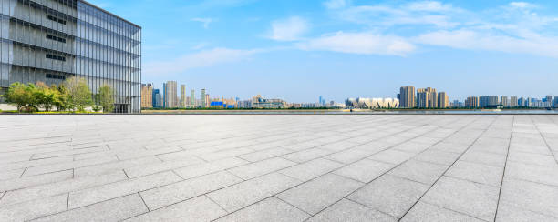 istock Hangzhou city skyline panoramic and empty square floor 1132417464