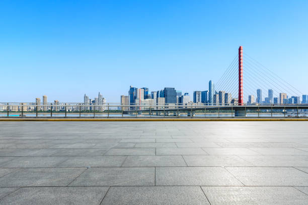 istock Hangzhou city skyline panoramic and empty square floor 1132418068