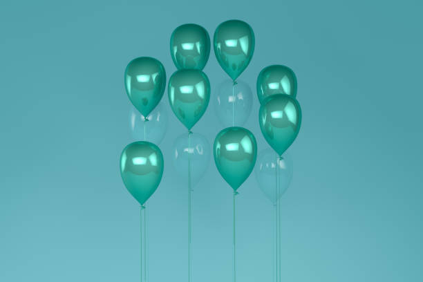 istock Balloons on pastel green, turquoise color background. 1132418126