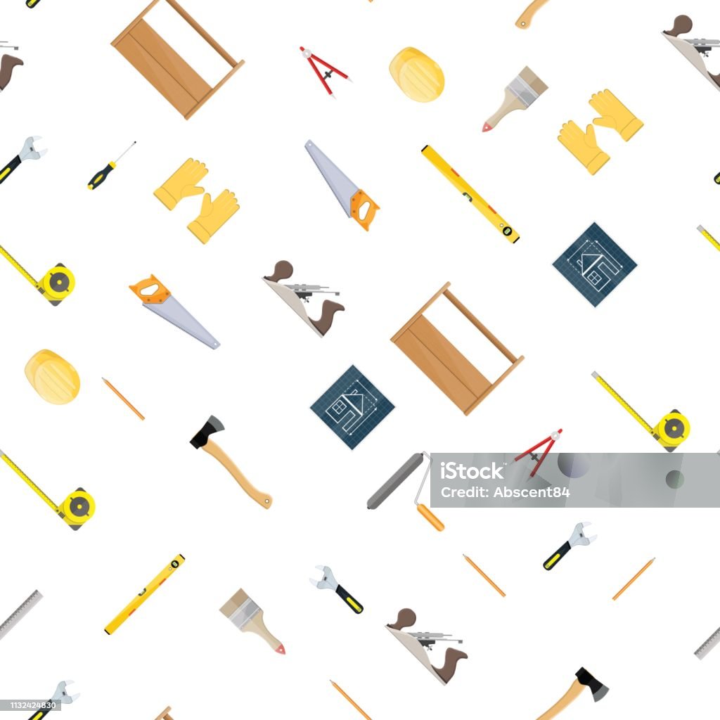 Construction Pattern Tool Seamless Construction Tools Set Pattern Stock Illustration - Download ...