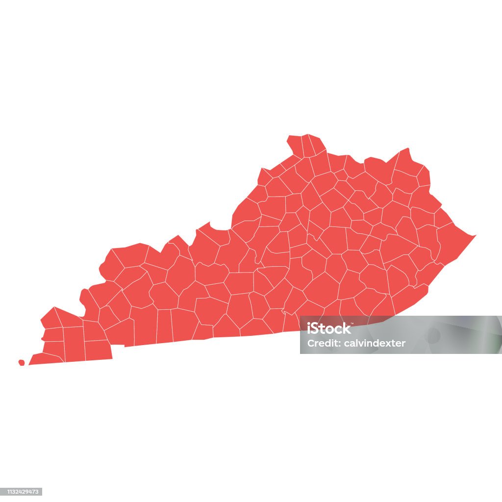 Kentucky state map with counties Vector illustration of the map of the Kentucky state with all its counties. American Culture stock vector