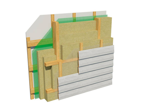 istock 3d render image of insulated frame house wall. 1132430385