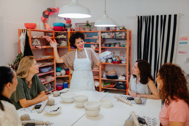 istock Group of women on ceramics workshop 1132430798