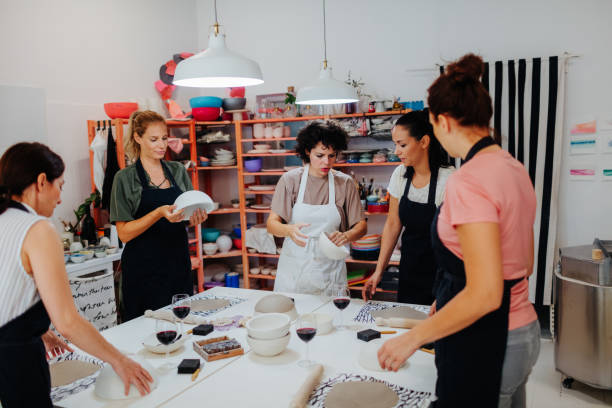 istock Group of women on ceramics workshop 1132430810