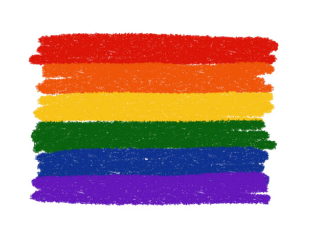 istock Abstract rainbow painting isolated. LGBT pride flag on white background. Color crayon illustration by digital art painting design element. 1132431524