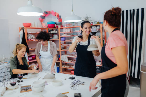 istock Group of women on ceramics workshop 1132431527
