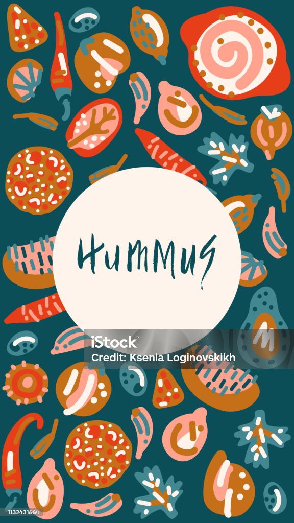 Humms Frame Design Hummus Vector Handdrawn Objects Stock Illustration - Download Image Now ...