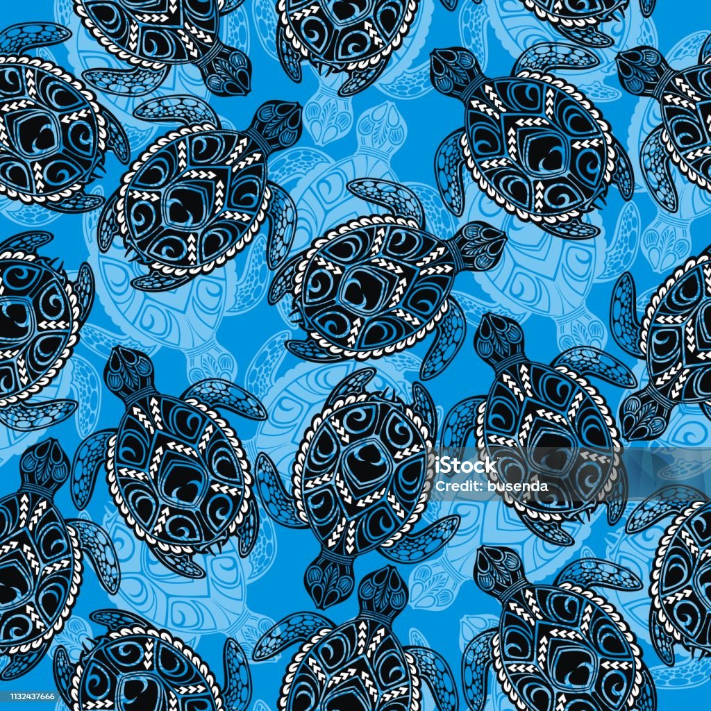 Turtle Printed Pattern Turtles Stock Illustration - Download Image Now - Turtle, Pattern ...