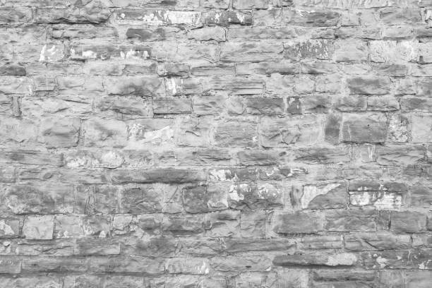 istock Black and white photo of a stone wall 1132437937
