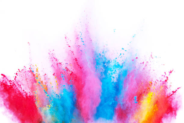 Colored powder explosion on white background. Colored powder explosion on white background. Freeze motion. 4k resolution stock pictures, royalty-free photos & images