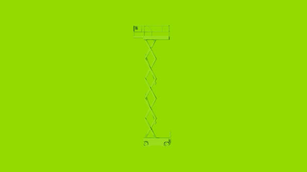 istock Lime Green Scissor Lift Aerial Work Platform Raised 1132442981