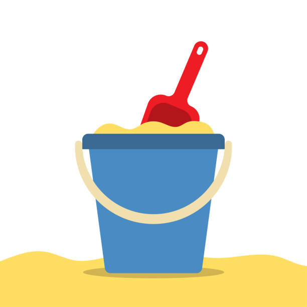 ilustrações, clipart, desenhos animados e ícones de balde com areia e pá para uma sandbox. brinquedos de praia. - sand bucket