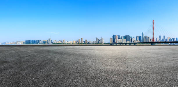 istock Empty asphalt square and city skyline with buildings in Hangzhou 1132446449