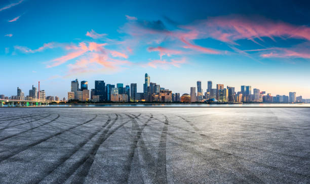 istock Empty asphalt square and Hangzhou business district cityscape 1132446451