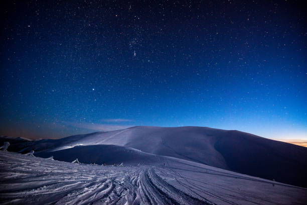 istock Trail in evening winterland. 1132446578