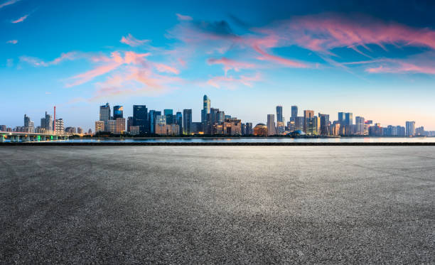 istock Empty asphalt square and Hangzhou business district cityscape 1132446692