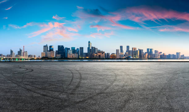 istock Empty asphalt square and Hangzhou business district cityscape 1132446693