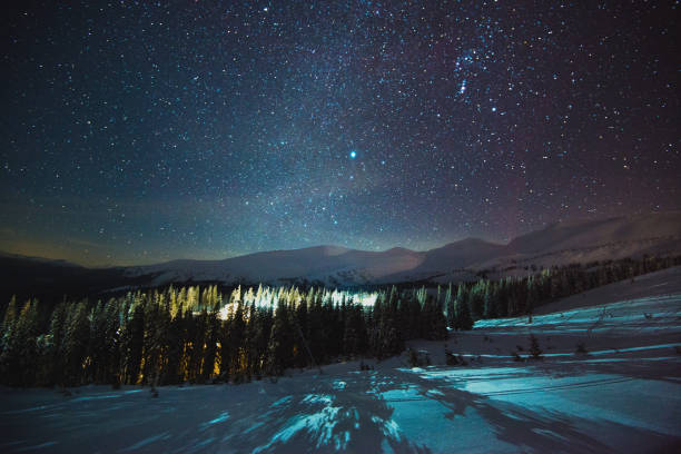 istock Night stars and milky way in winter 1132446757