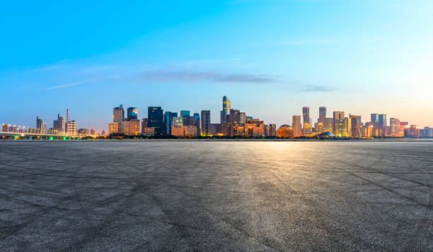 istock Empty asphalt square and Hangzhou business district cityscape 1132446761