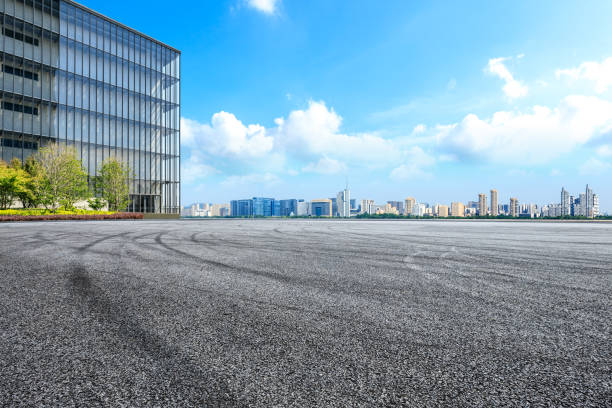 istock Empty asphalt square and city skyline with buildings in Hangzhou 1132446782