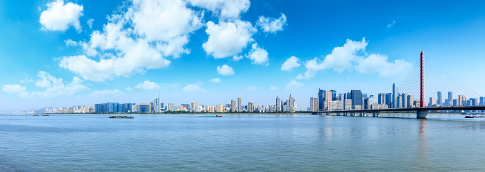 Panoramic city skyline with buildings in hangzhou,China