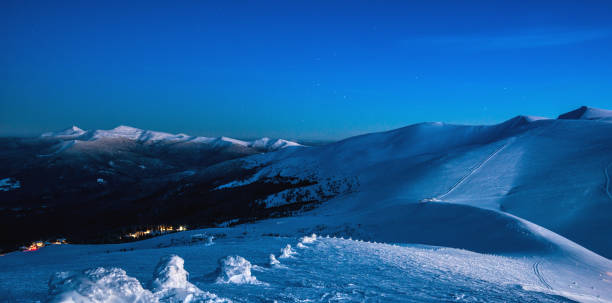 istock Trail in evening winterland. 1132447130