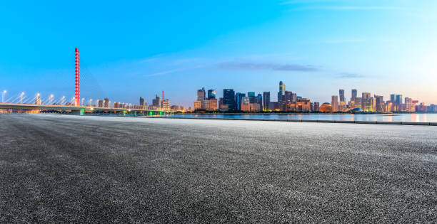istock Empty asphalt road through Hangzhou business district 1132447157