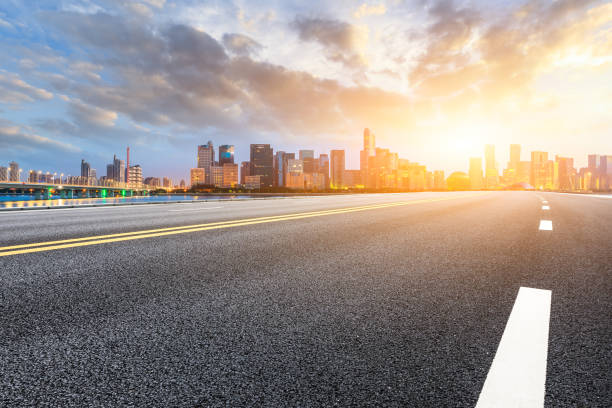 istock Asphalt road through Hangzhou business district 1132447163