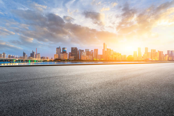 istock Asphalt road through Hangzhou business district 1132447837