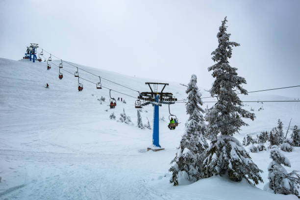 istock Ski lift in winter mountains 1132447893