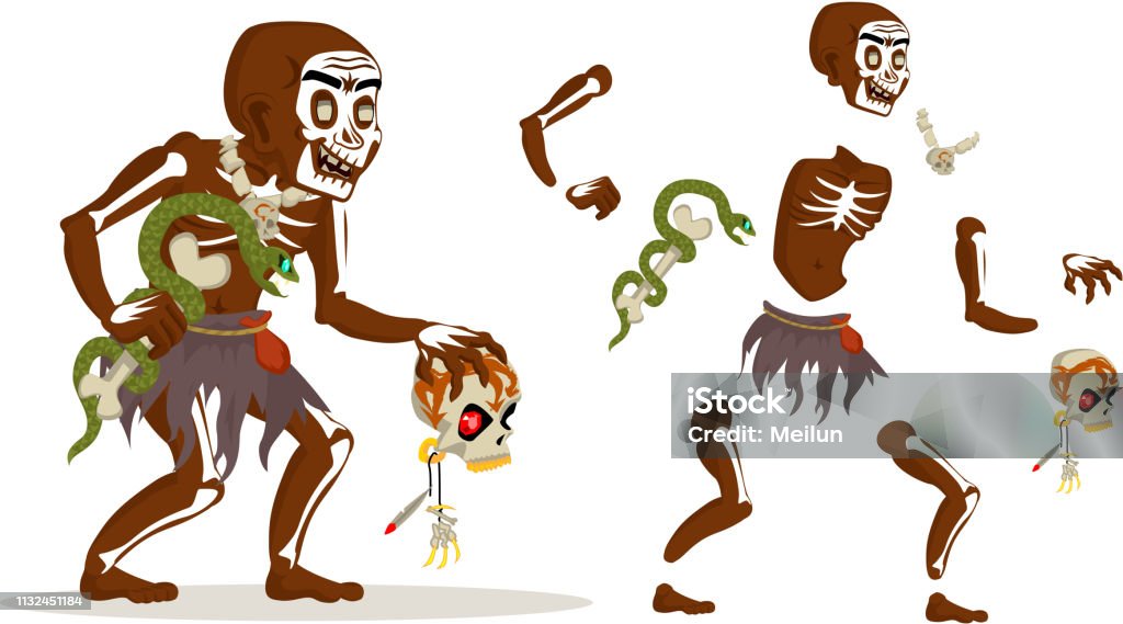 Shaman african voodoo witchcraft hoodoo dungeon dark wood evil minion fantasy medieval action RPG game character layered animation ready character vector illustration Shaman african voodoo witchcraft dungeon hoodoo dark wood evil minion fantasy medieval action RPG game character layered animation ready character vector illustration Characters stock vector