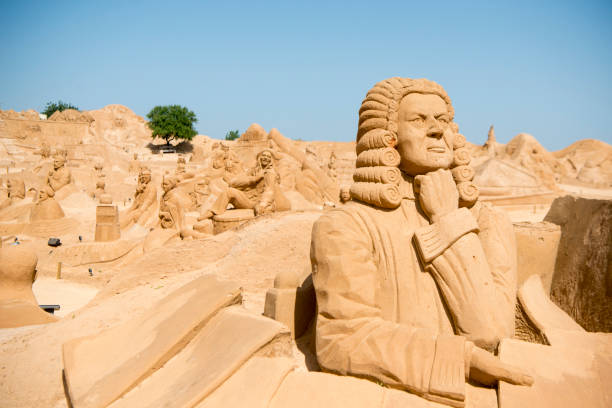 Wonderland, Massachusetts, USA - July 18, 2011: National Sand Sculpting festival on Revere beach in Wonderland. There is an exposition of sand statue along all the beach.