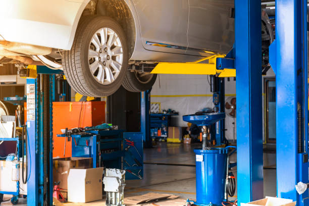 Car repair garage Auto Repair Shop, Gas Station, Workshop, Car, Mechanic chassis photos stock pictures, royalty-free photos & images