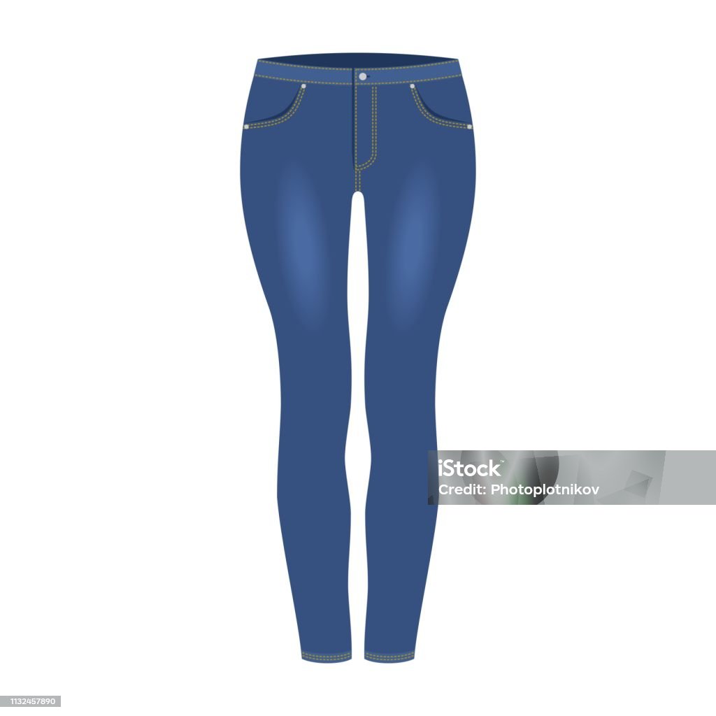 Womens Dark Blue Denim Jeans Pants Isolated On White Background Trendy Fashion  Denim Casual Clothes Jeans Outfit Garments Models Stock Illustration -  Download Image Now - iStock