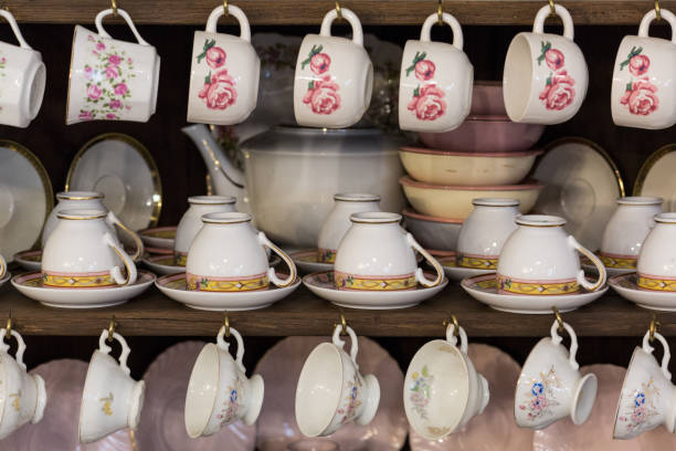 istock Composition of vintage tea cups. 1132458047