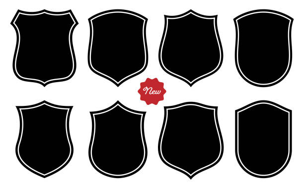 zestaw szablonów wektorowych kształtu plakietki - police badge badge police white background stock illustrations