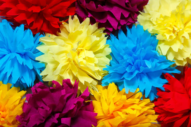 istock Background of colored, paper flowers. 1132461410