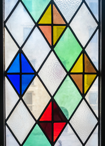 Stained glass window decoration Transparent colorful Art wall pattern