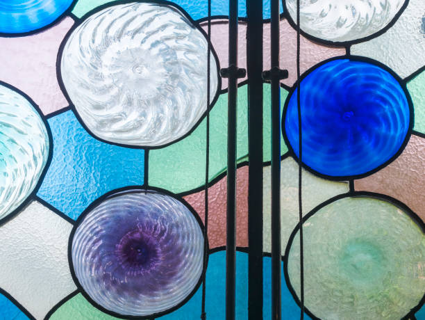 istock Stained glass window decoration Transparent colorful pattern 1132462205