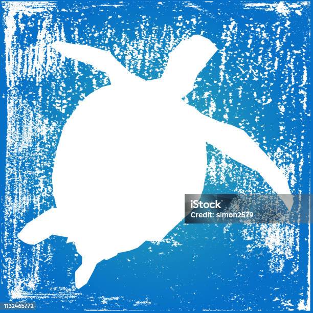 Sea Turtle Abstract With Grunge Textured Background Stock Illustration - Download Image Now