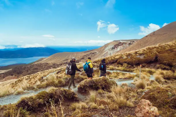 Tongariro Crossing a day hike through volcano in New Zealand.